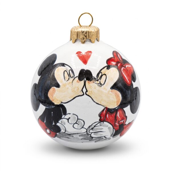 Palla di Natale in ceramica con Topolino e Minni