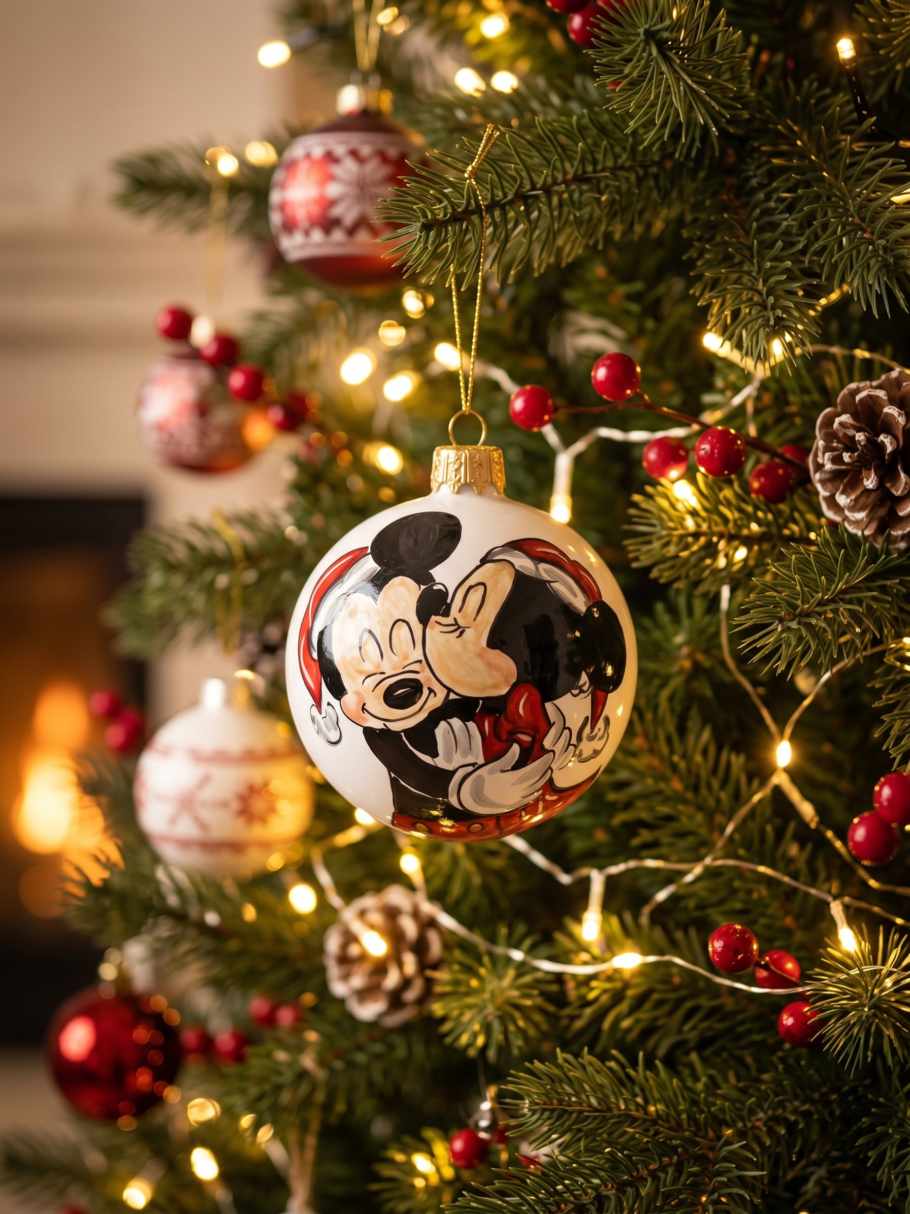 Palla di Natale in ceramica con Topolino e Minni Palla di Natale in ceramica con Topolino e Minni