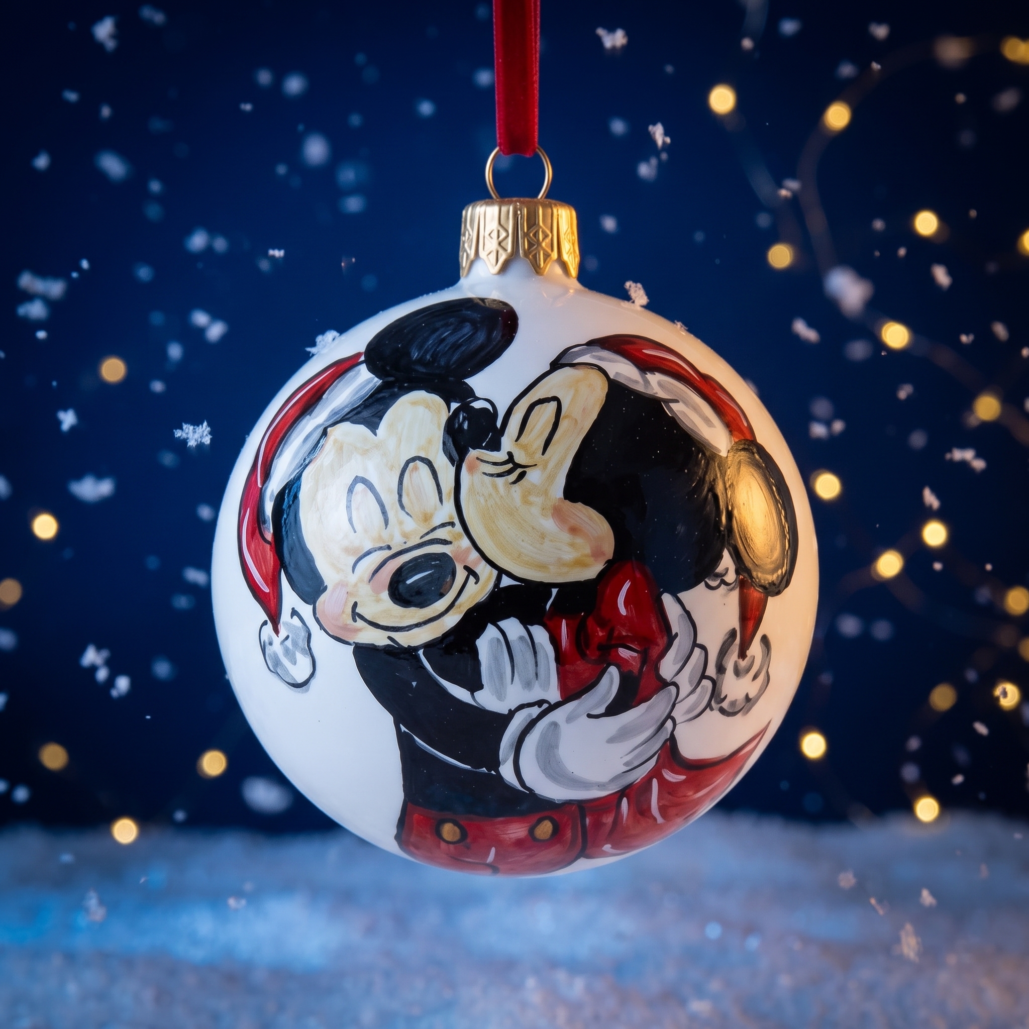 Palla di Natale in ceramica con Topolino e Minni Palla di Natale in ceramica con Topolino e Minni