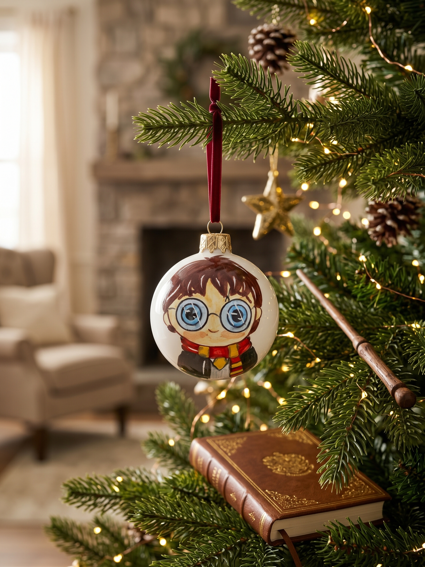 Pallina di Natale in Ceramica con Giovane Mago