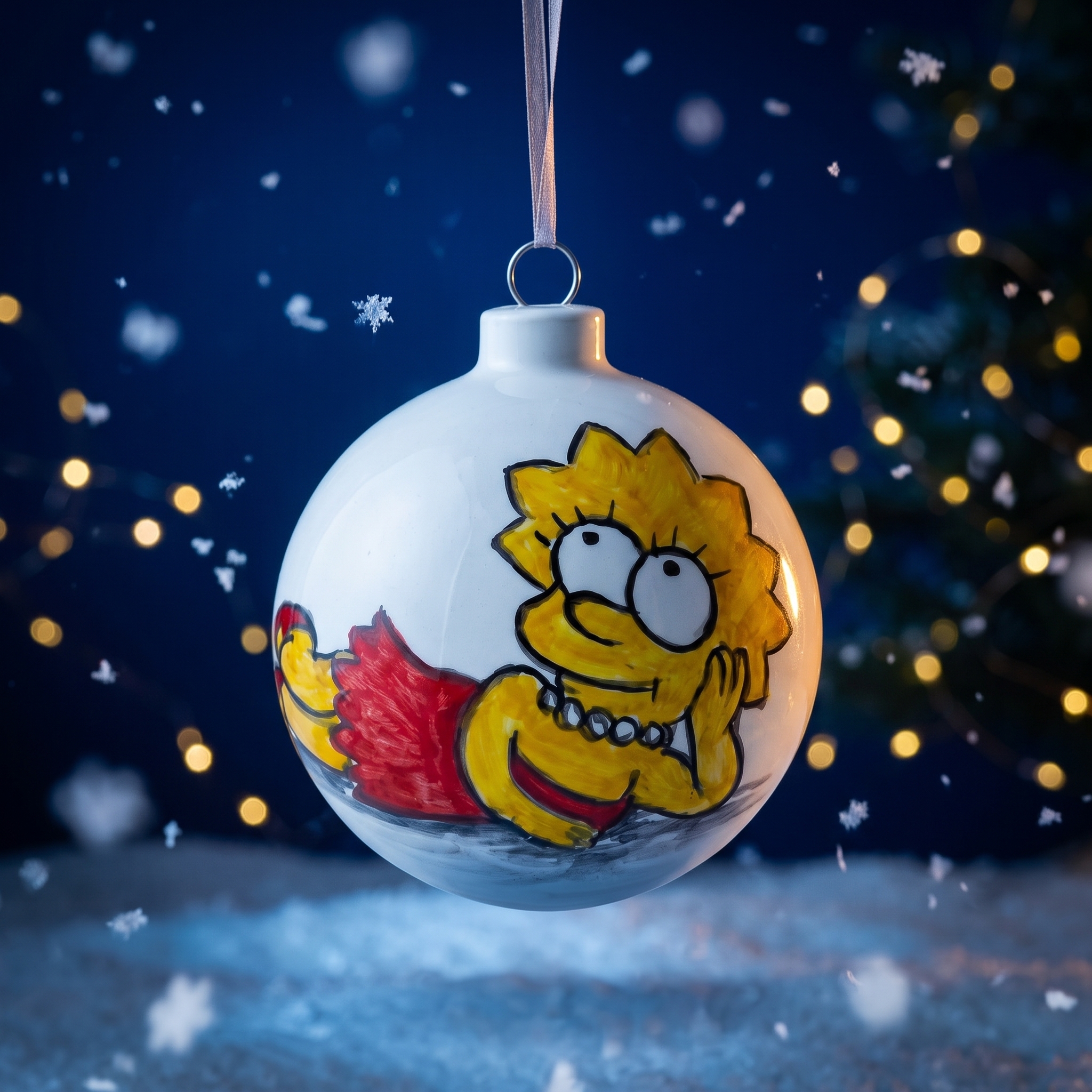 Palla di Natale in ceramica Lisa Simpson Palla di Natale in Ceramica Bimba dai Capelli a Punta