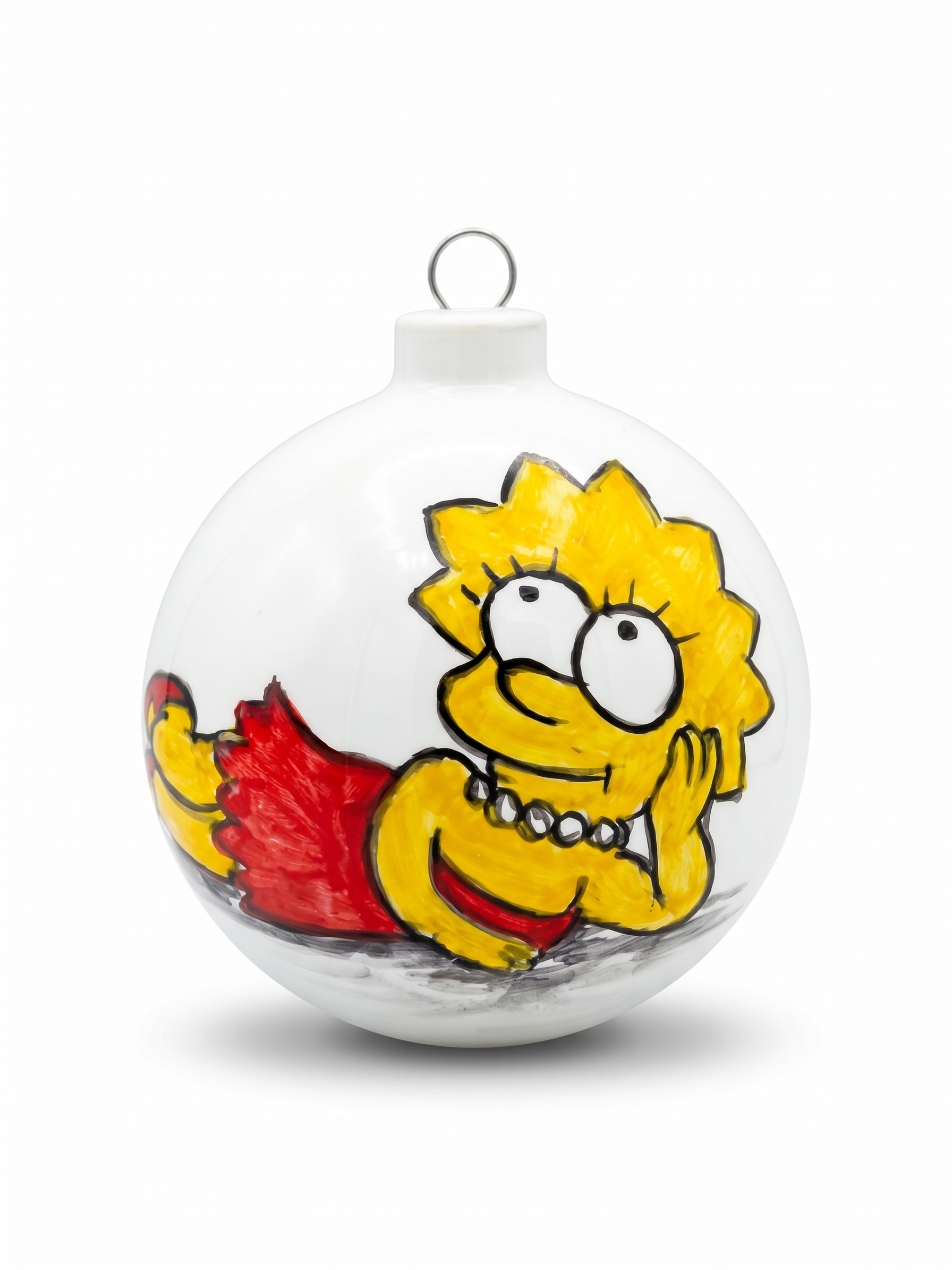 Palla di Natale in Ceramica Bimba dai Capelli a Punta