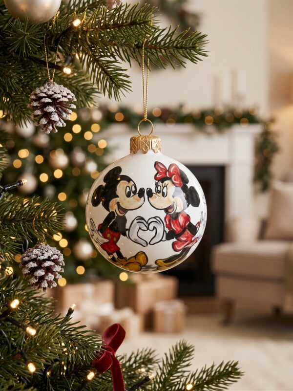 Palla di Natale in ceramica Topolino e Minni