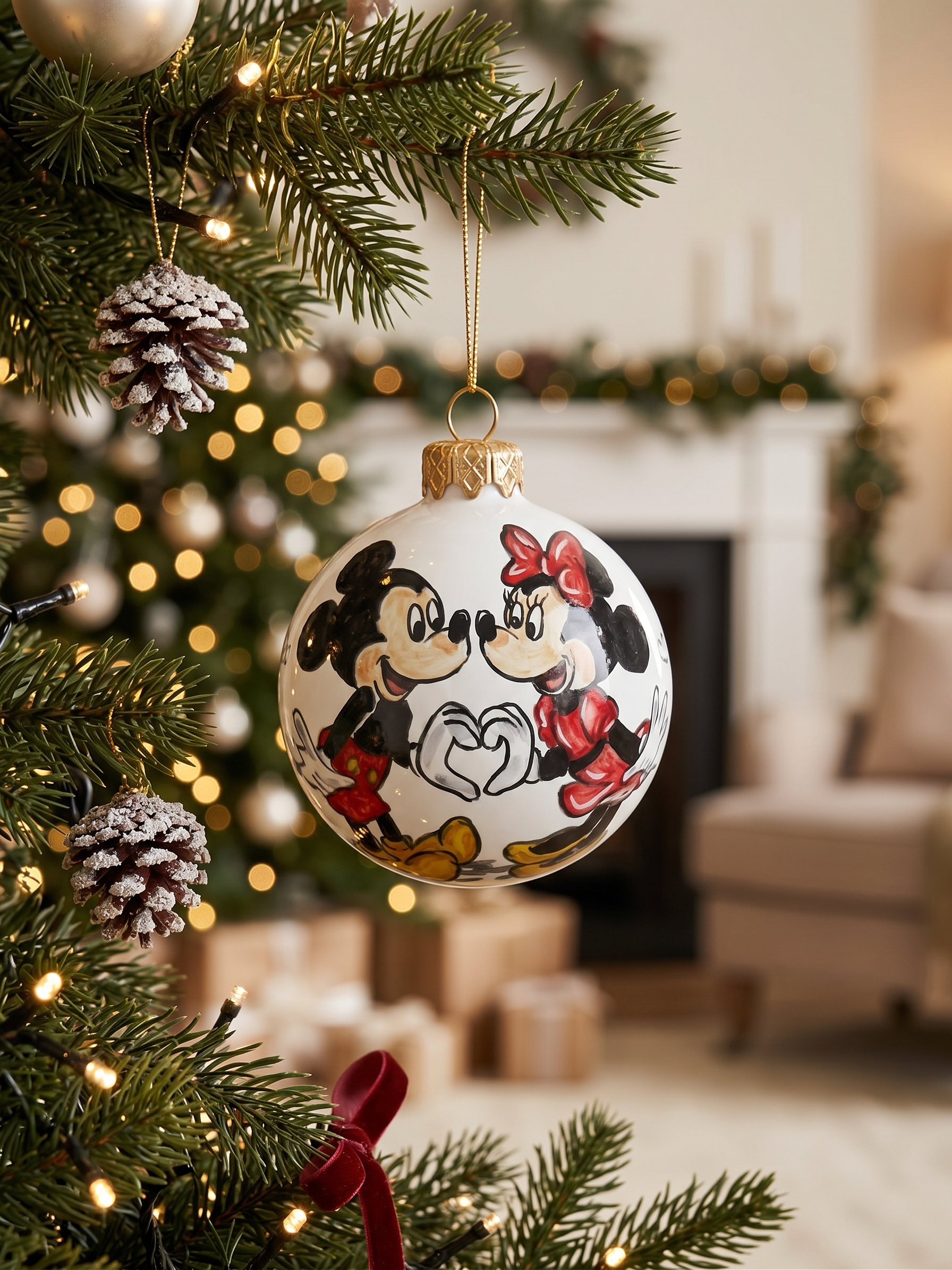 Palla di Natale in ceramica Topolino e Minni Palla di Natale in ceramica Topolino e Minni