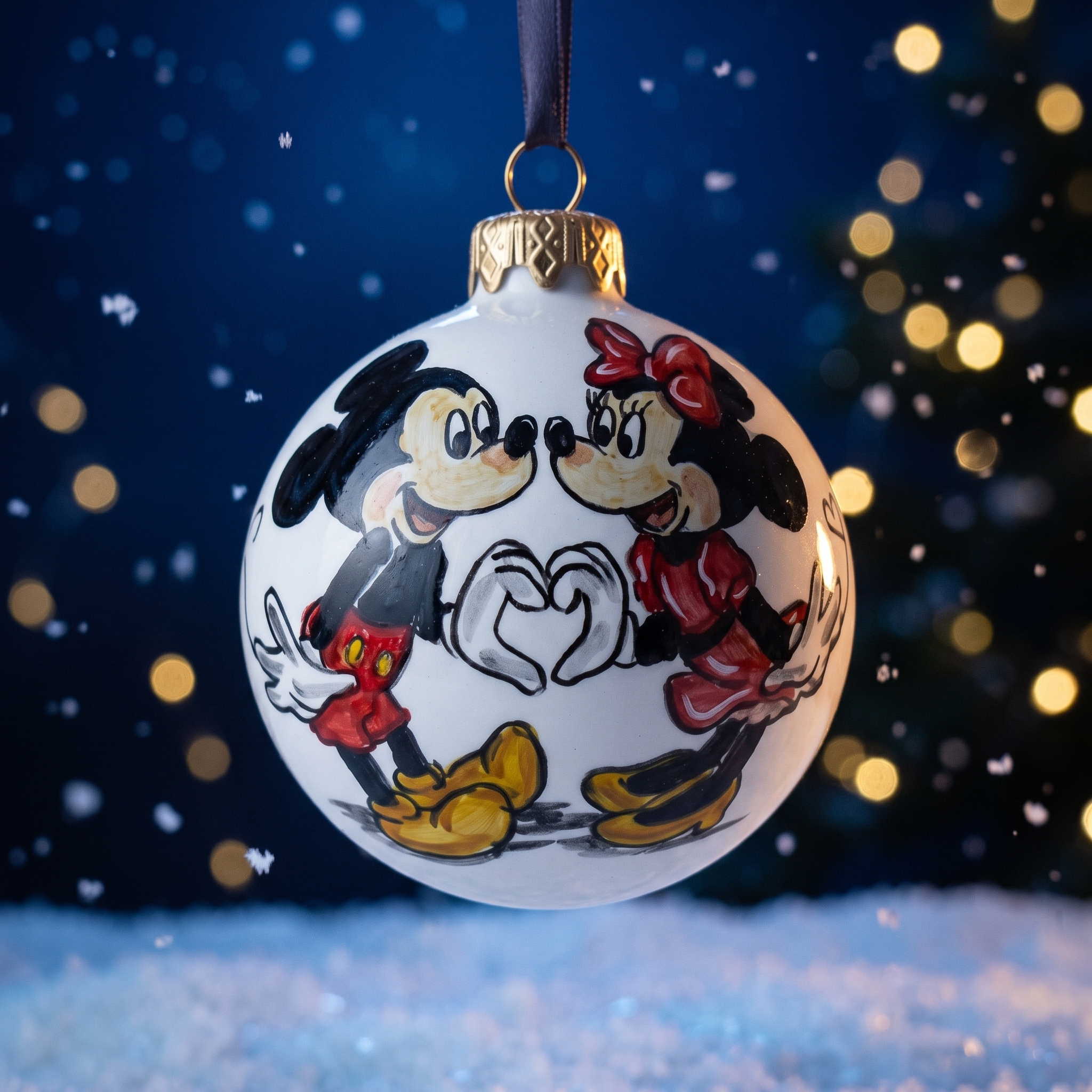 Palla di Natale in ceramica Topolino e Minni Palla di Natale in ceramica Topolino e Minni