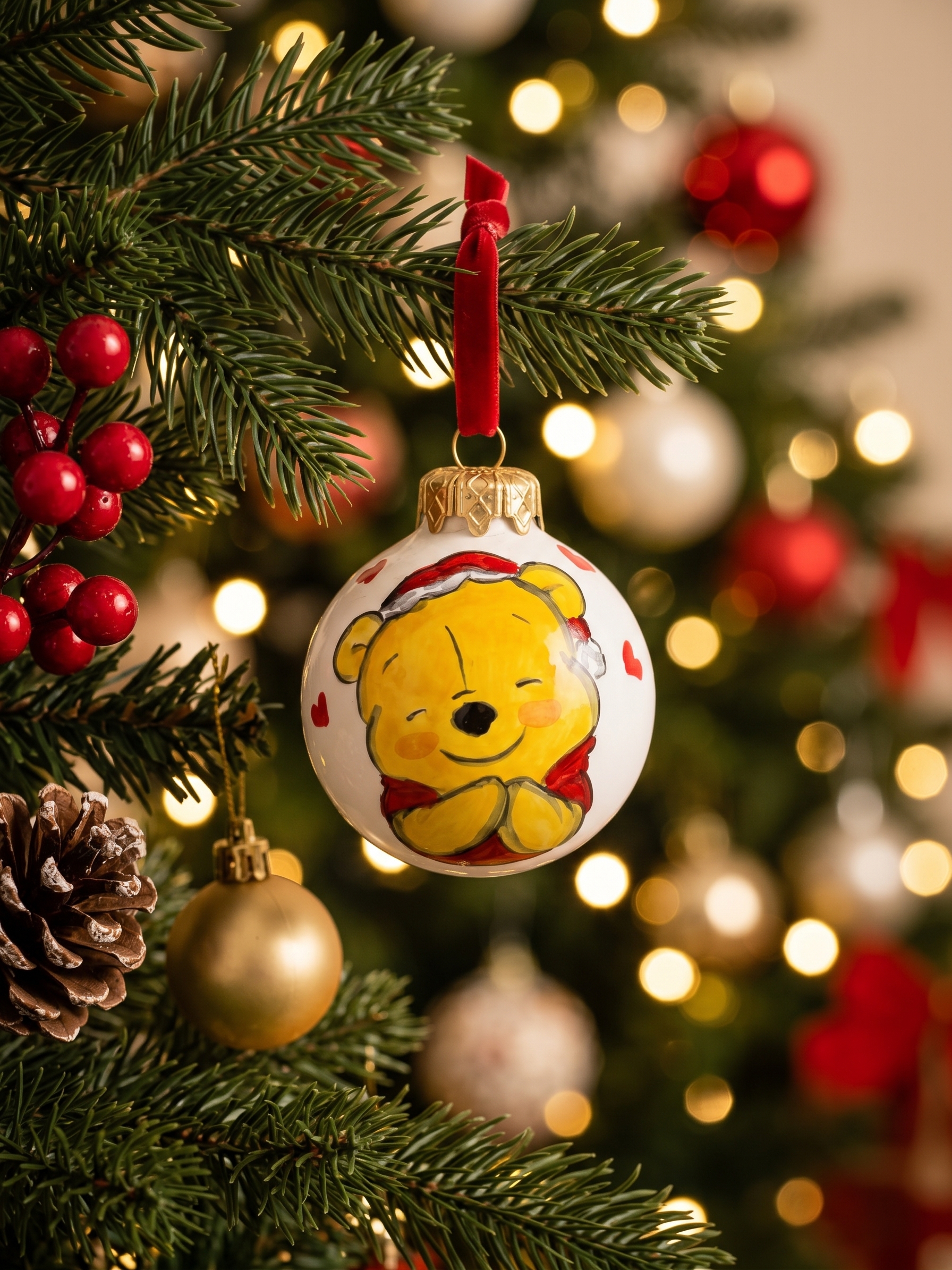 Pallina di Natale in Ceramica con Orsetto Goloso