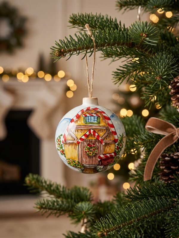 Pallina di Natale in ceramica casetta