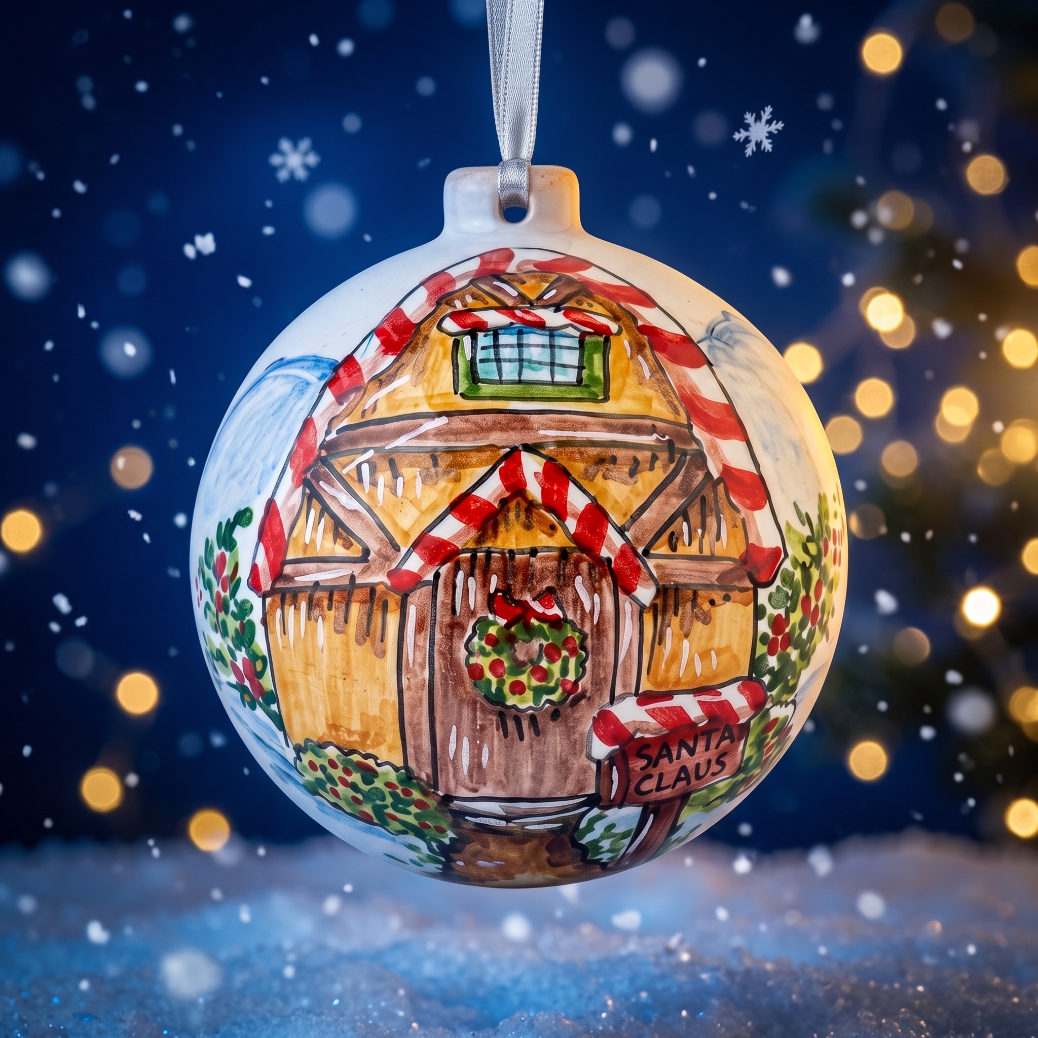 Pallina di Natale in ceramica casetta Pallina di Natale in ceramica casetta