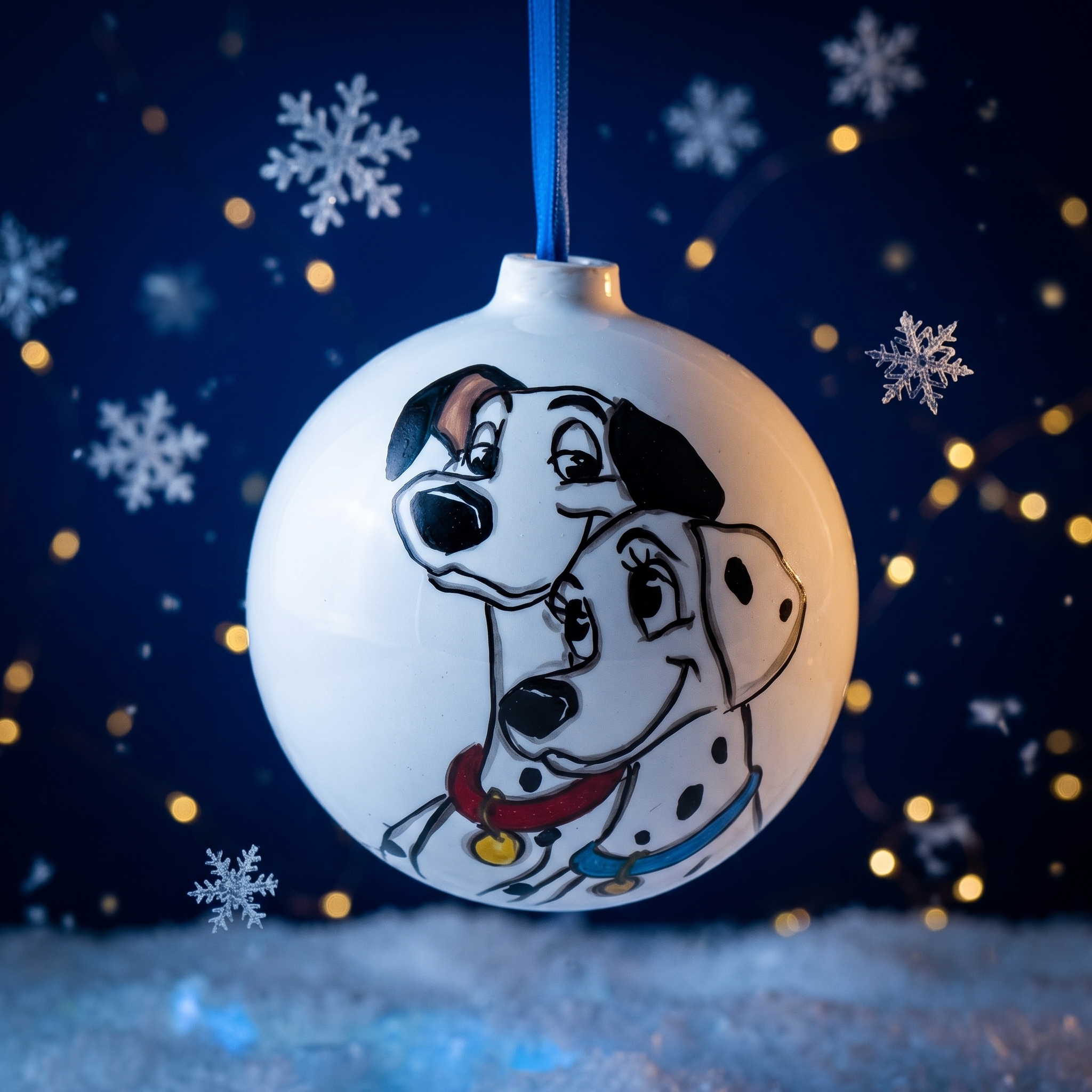Pallina di Natale in ceramica con cani dalmata Pallina di Natale in ceramica con cani dalmata