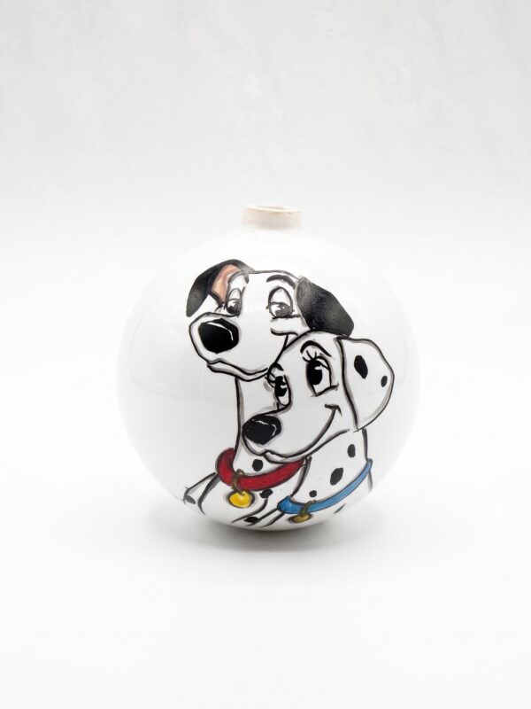 Pallina di Natale in ceramica con cani dalmata