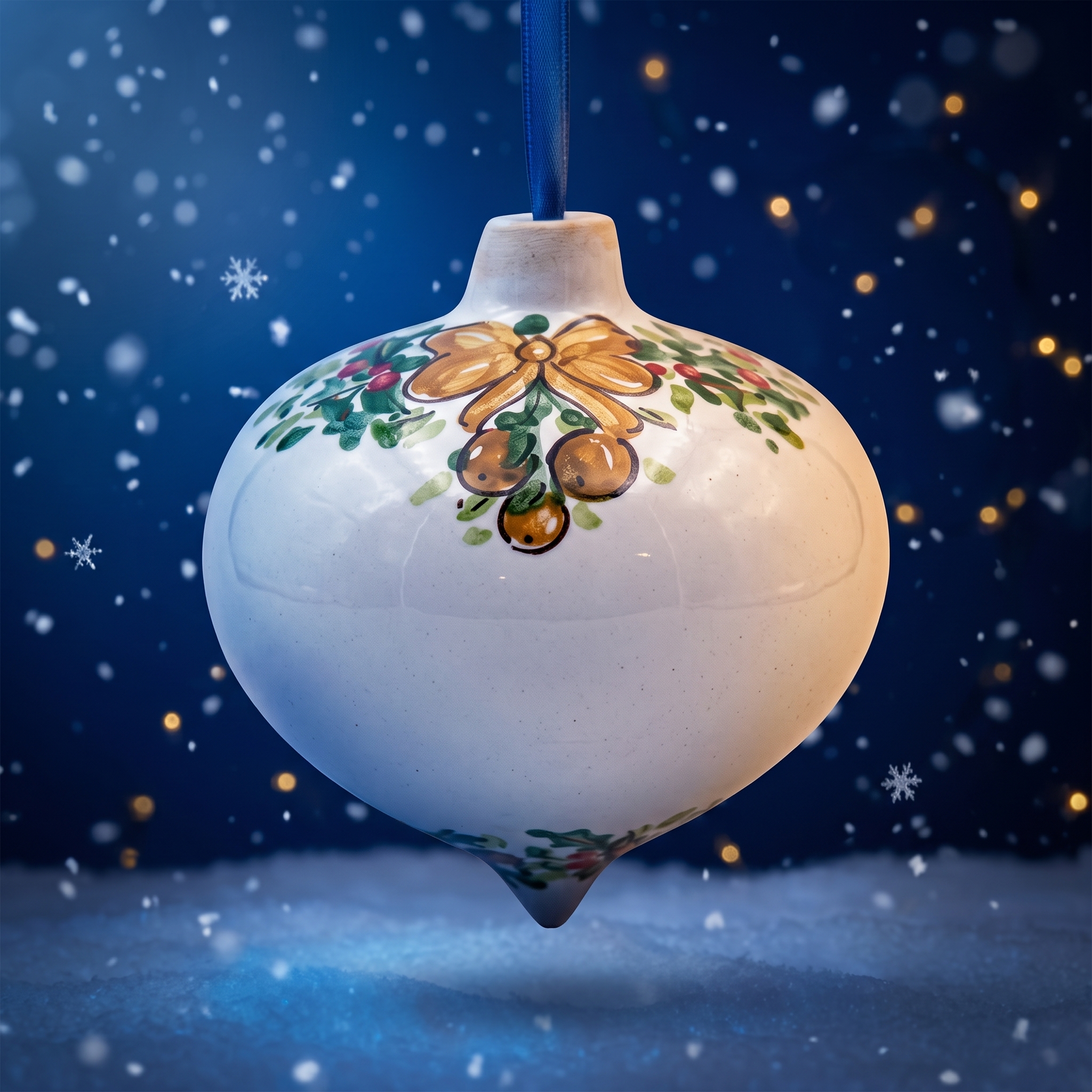Pallina di Natale in ceramica con decoro festivo Pallina di Natale in ceramica con decoro festivo