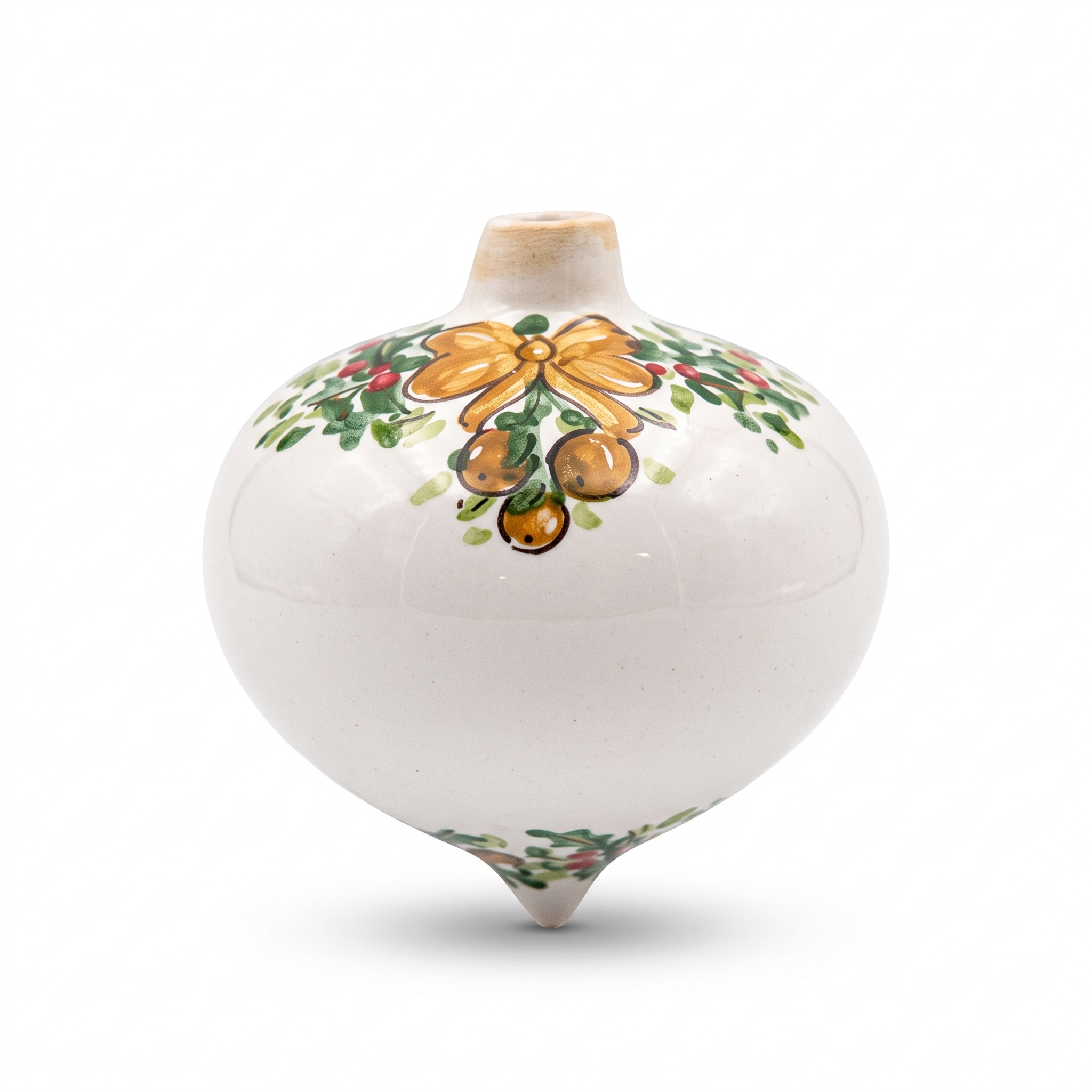 Pallina di Natale in ceramica con decoro festivo Pallina di Natale in ceramica con decoro festivo