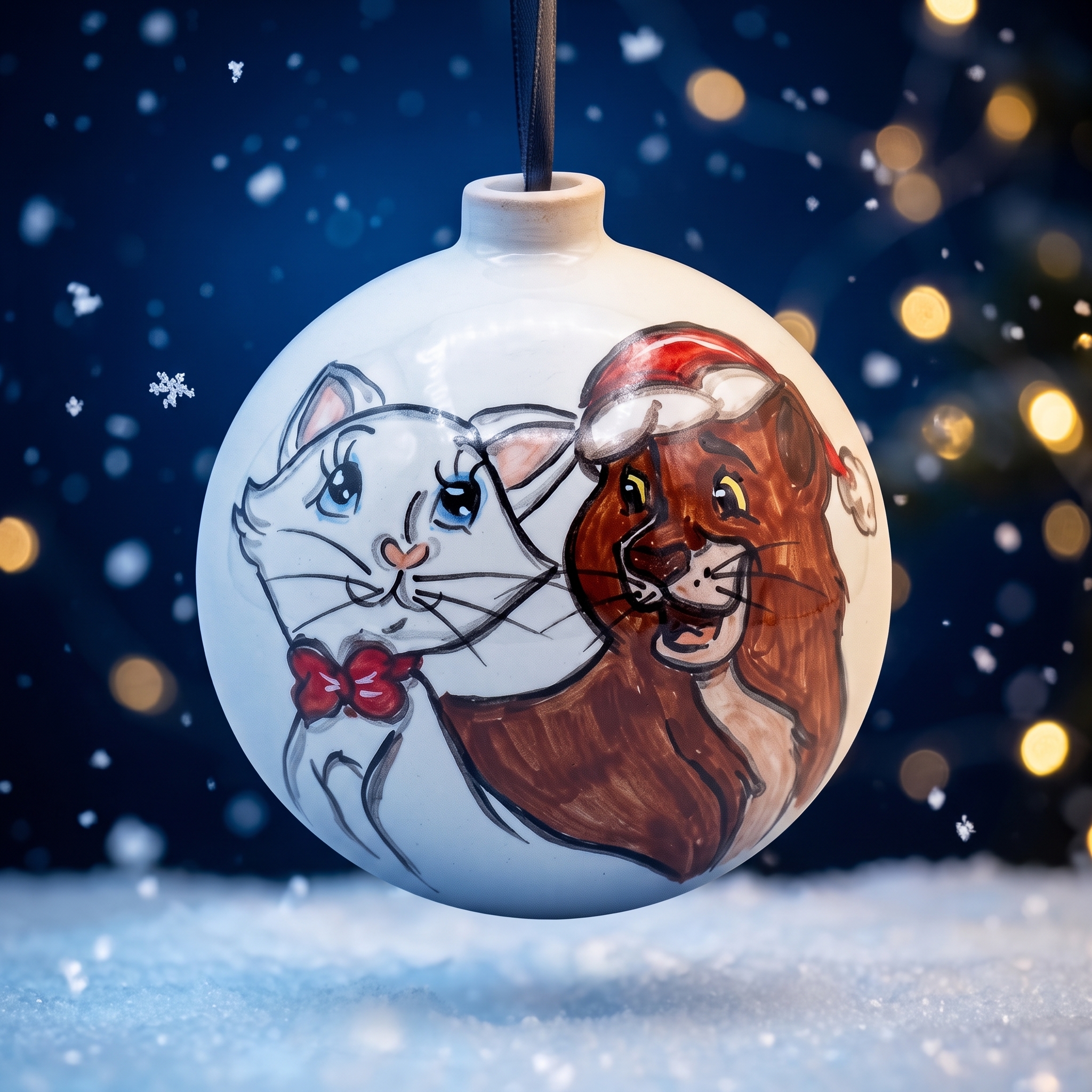 Pallina di Natale in ceramica con gatti Pallina di Natale in ceramica con gatti