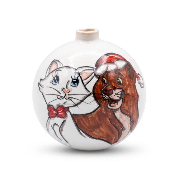 Pallina di Natale in ceramica con gatti