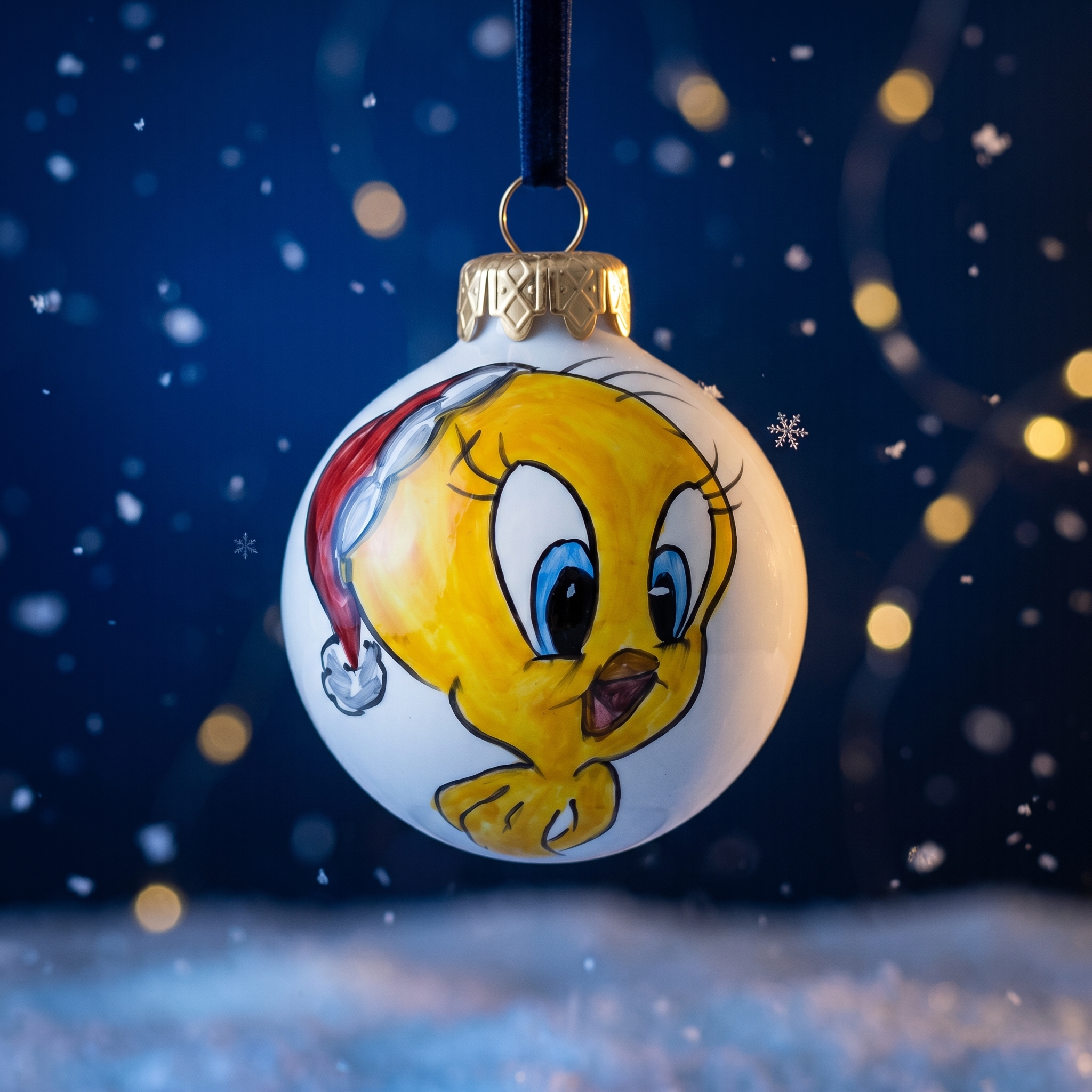Pallina di Natale in ceramica con Titti Pallina di Natale in Ceramica con Canarino Giallo