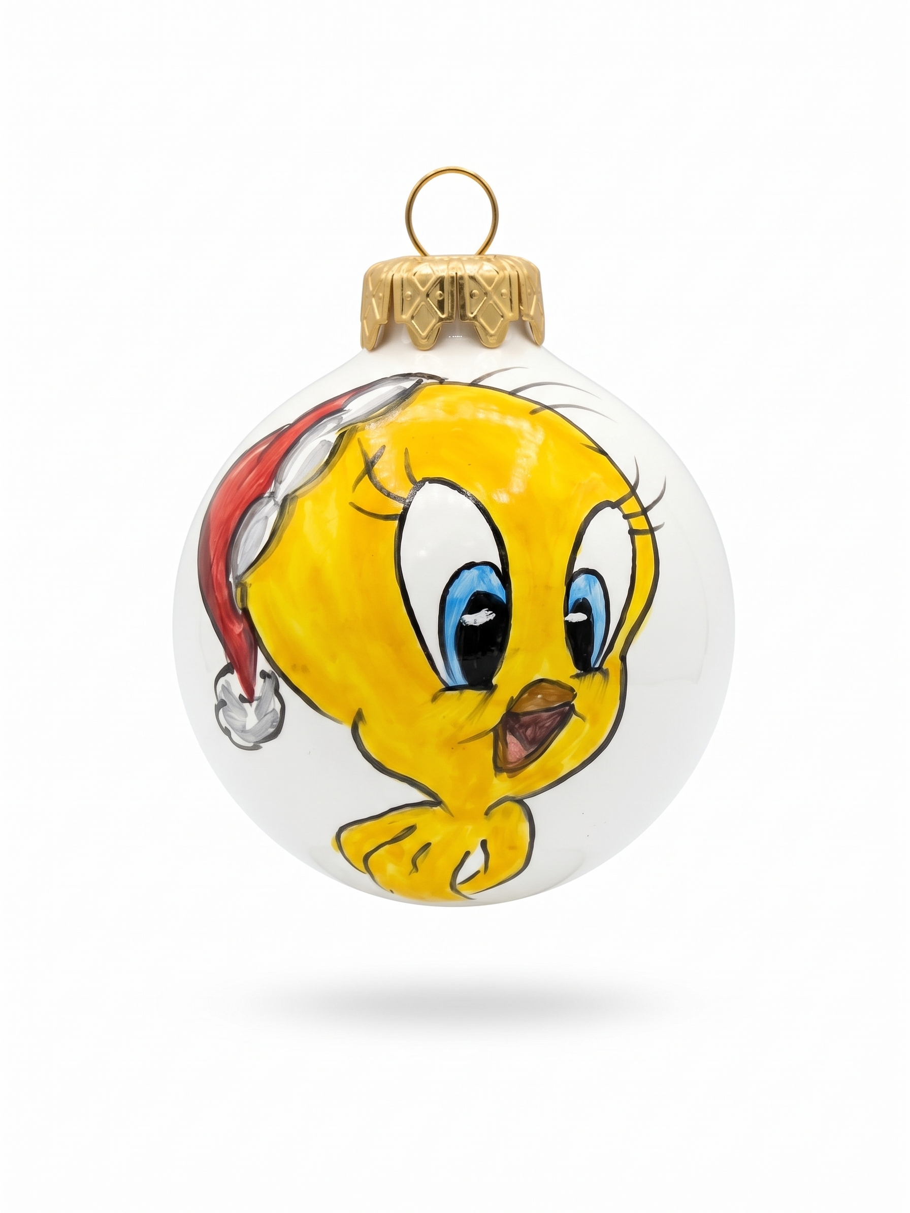 Pallina di Natale in Ceramica con Canarino Giallo
