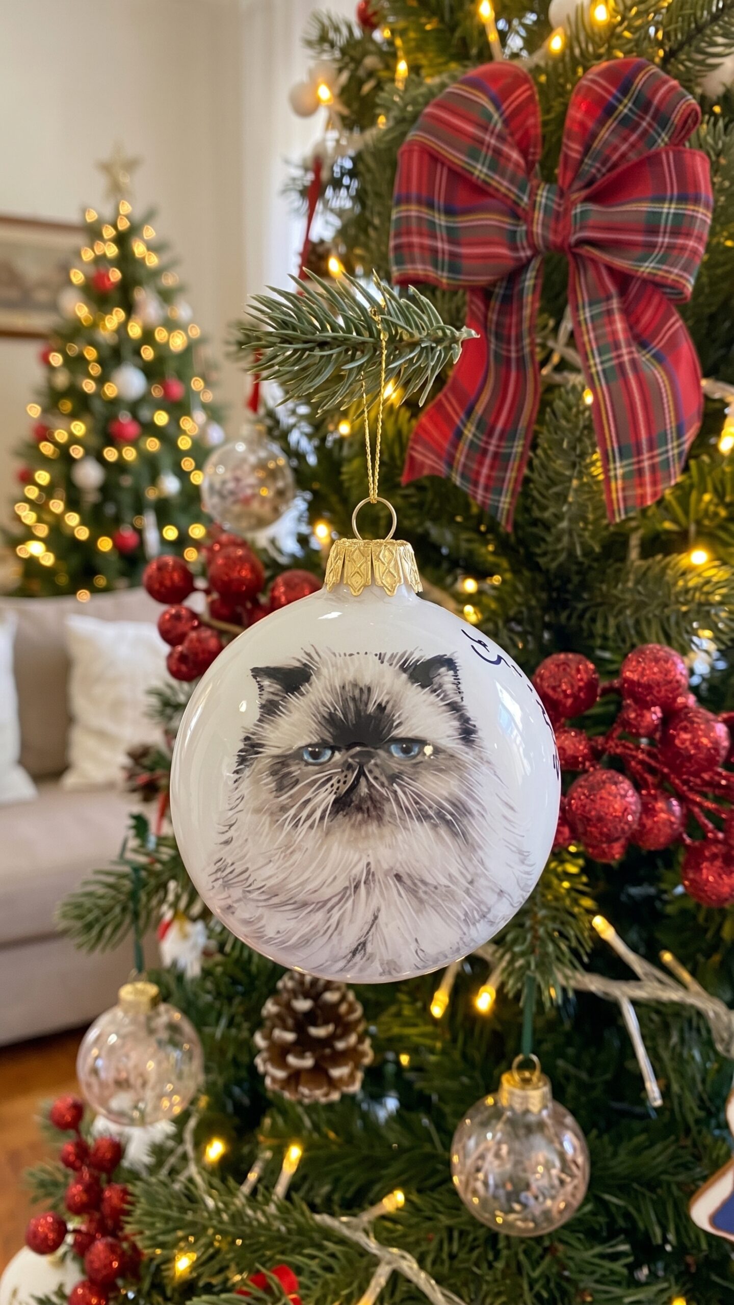 Pallina di Natale in ceramica gatto persiano Pallina di Natale in ceramica gatto persiano