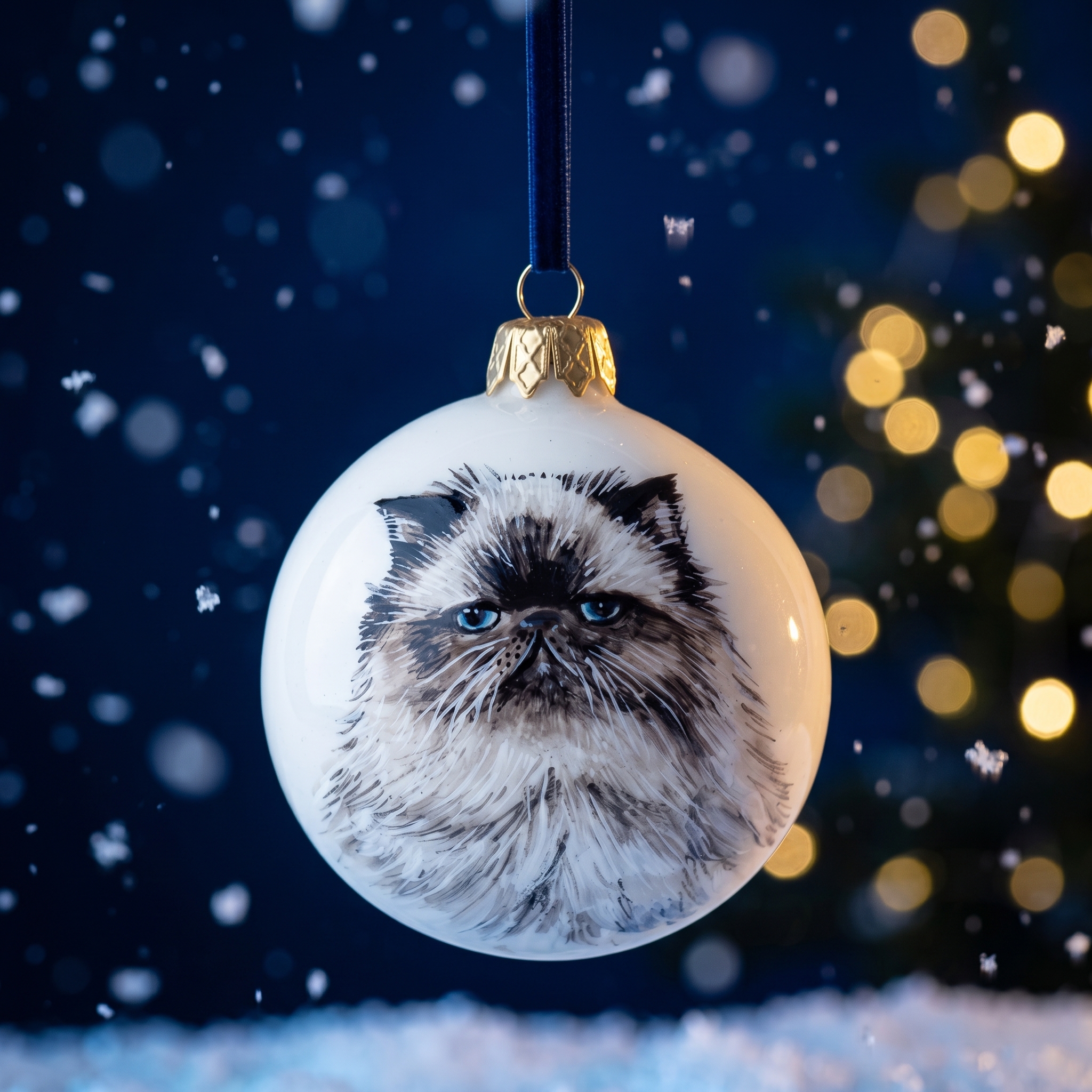 Pallina di Natale in ceramica gatto persiano Pallina di Natale in ceramica gatto persiano