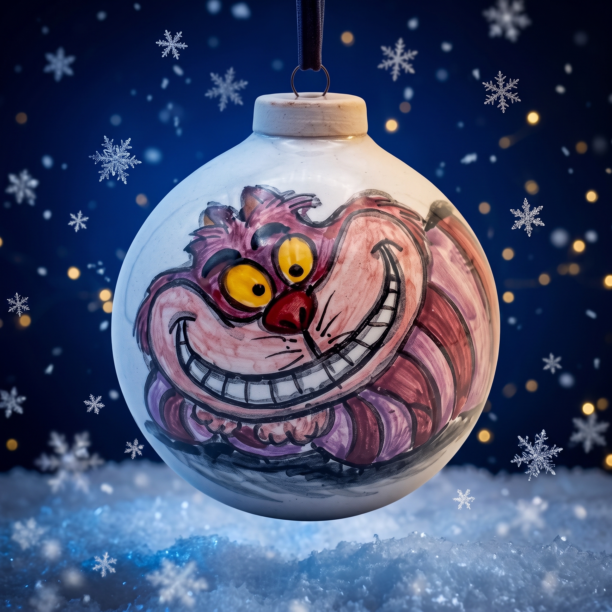 Pallina di Natale in ceramica Stregatto Pallina di Natale in ceramica Stregatto