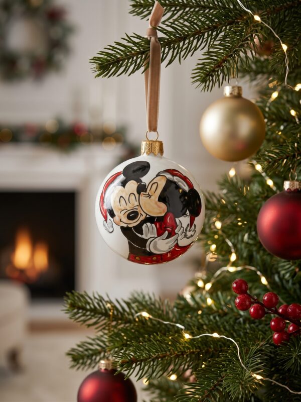 Pallina di Natale in ceramica Topolino e Minni