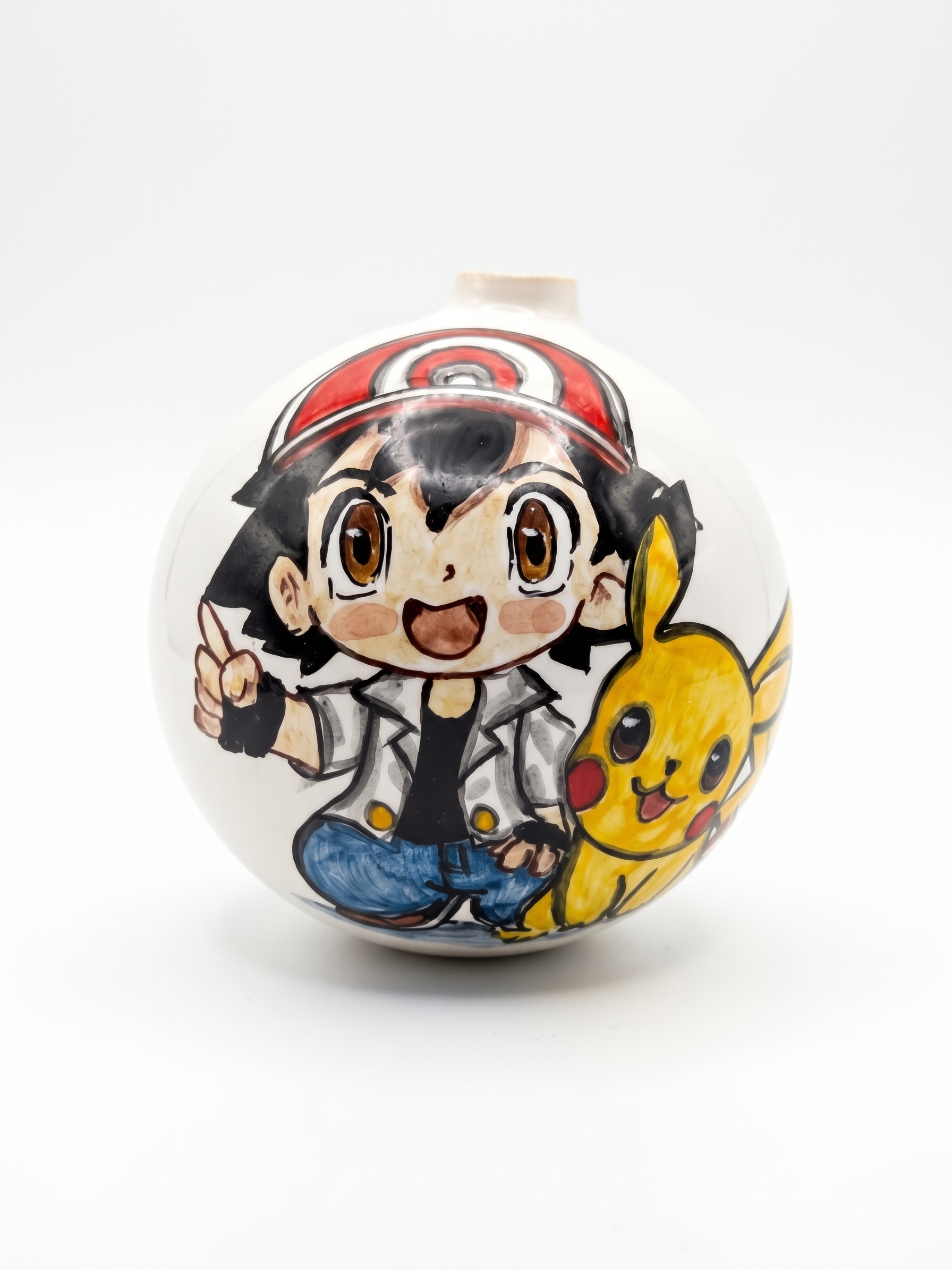 Pallina in Ceramica Bimbo col Cappellino e Amico Giallo