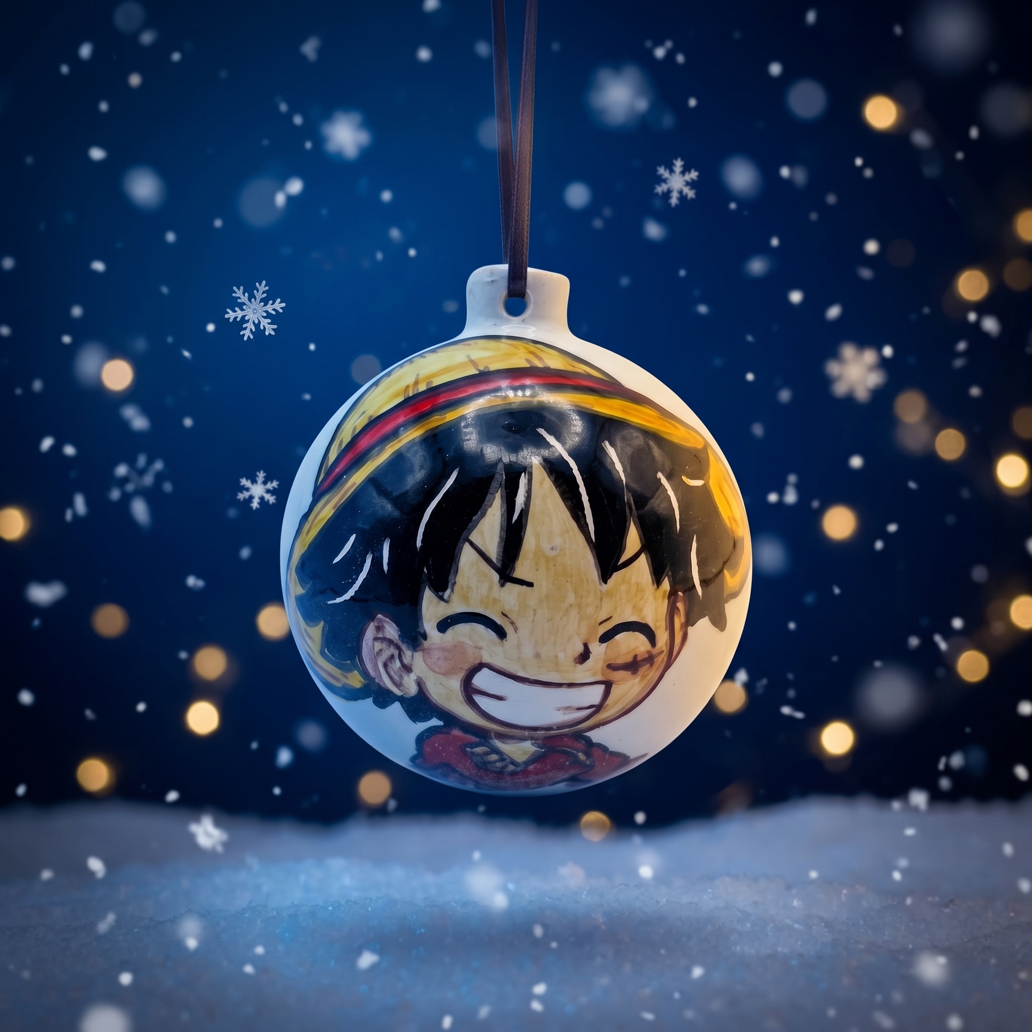 Pallina in ceramica Luffy One Piece Pallina in Ceramica con Giovane Pirata Sorridente
