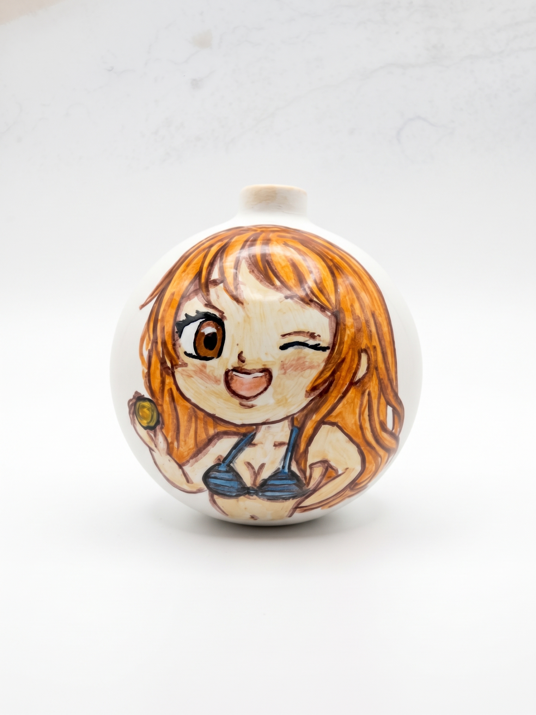 Pallina in Ceramica Piratessa dai Capelli Arancioni