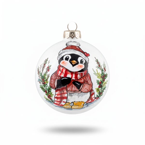 Pallina in ceramica pinguino con sciarpa