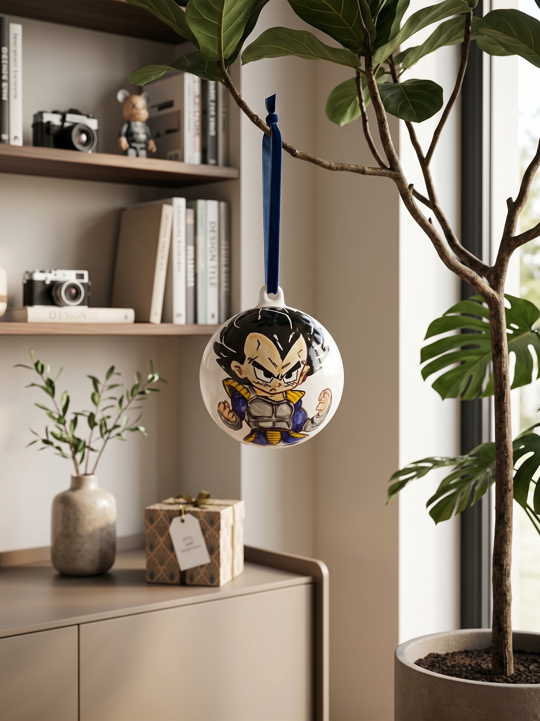Pallina in Ceramica Guerriero Manga Dipinta a Mano