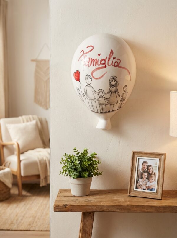 Palloncino in Ceramica 'Famiglia' Decorazione da Parete