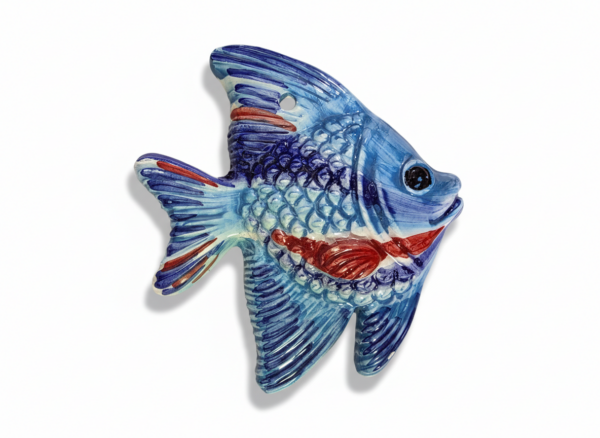 Pesce in Ceramica da Parete Blu Stile Marino Decorazione