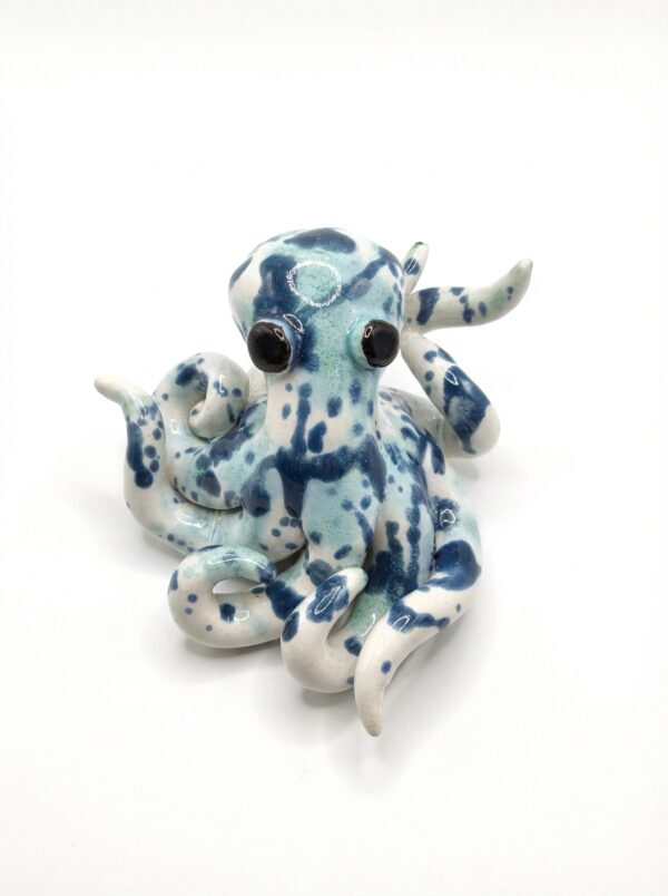 Polpo in Ceramica Artistica Blu Fatto a Mano