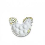 Portauova in Ceramica a Forma di Gallo con Fiori