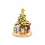 Presepe in ceramica con albero di Natale