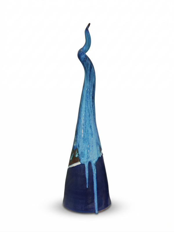Scultura in Ceramica Blu a Punta - Arredo Design Moderno