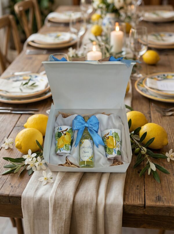 Set Bomboniera Matrimonio Limoncello e Bicchierini Limoni