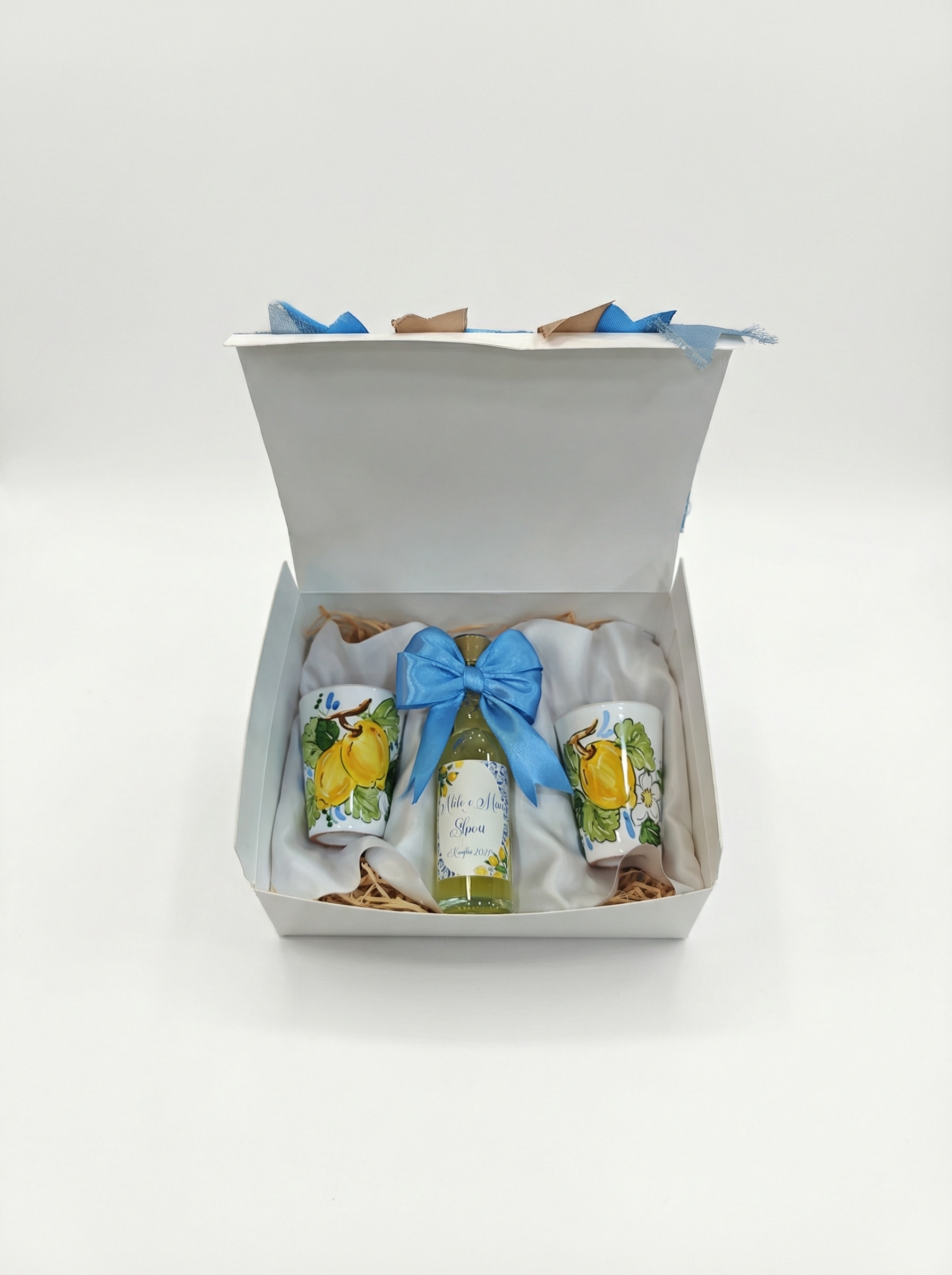 Set Bomboniera Matrimonio Limoncello e Bicchierini Limoni