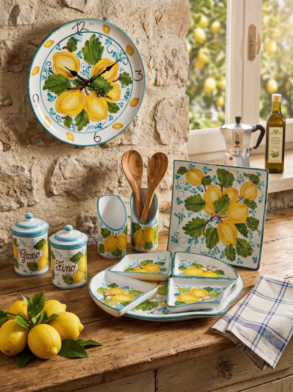 Set Ceramica con Limoni - Arredo Cucina e Casa