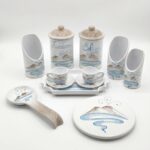 Set Cucina in Ceramica Decorata Vulcano e Mare