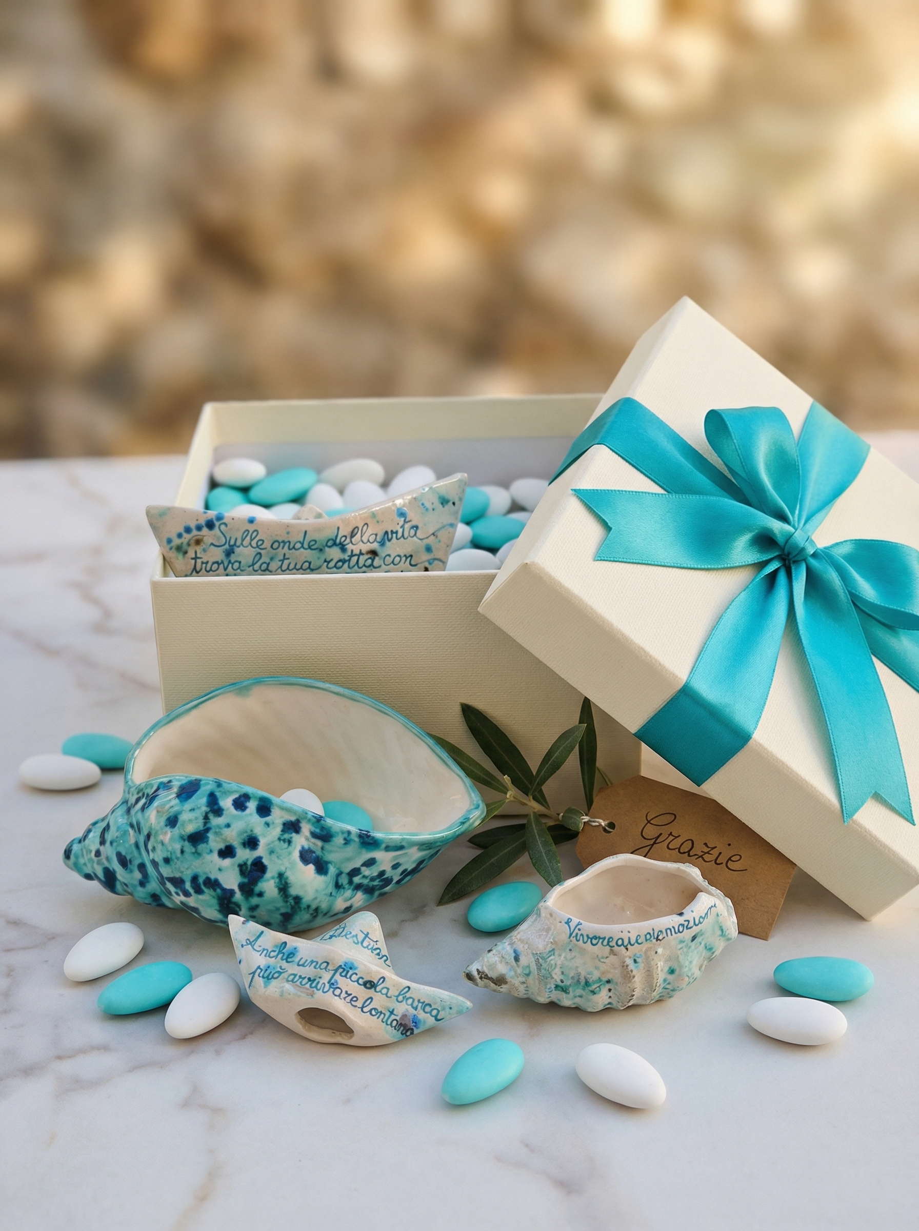 Set Decorativo Marino in Ceramica con Frasi Emozionali Set Decorativo Marino in Ceramica con Frasi Emozionali
