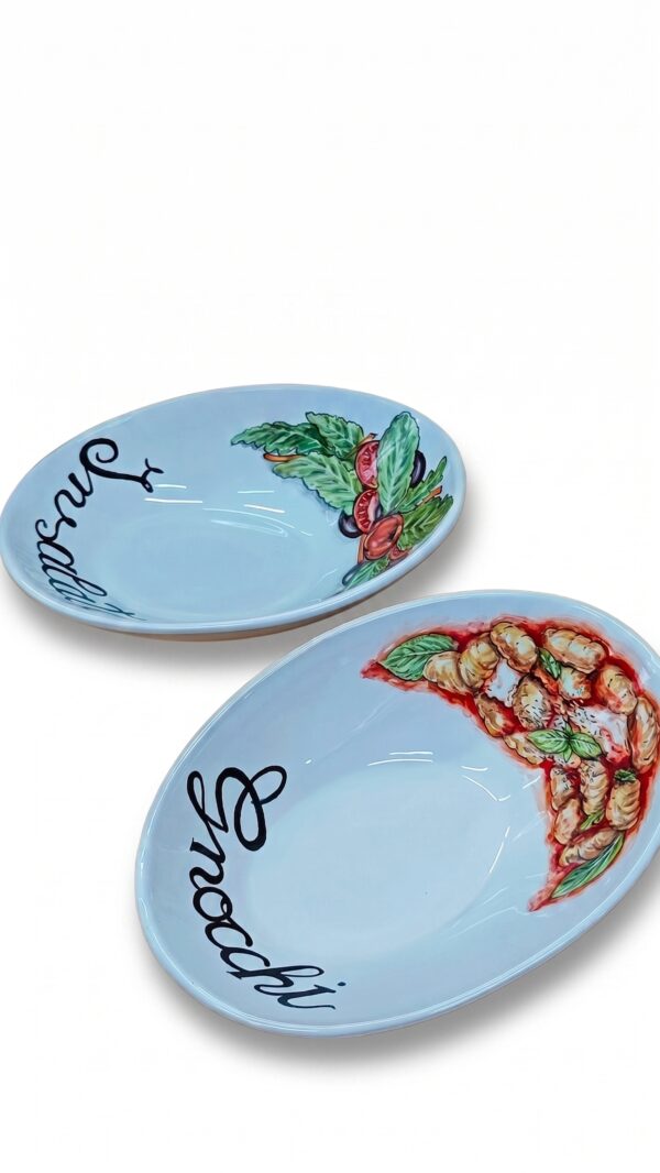Set Piatti Ovali in Ceramica per Gnocchi e Insalata