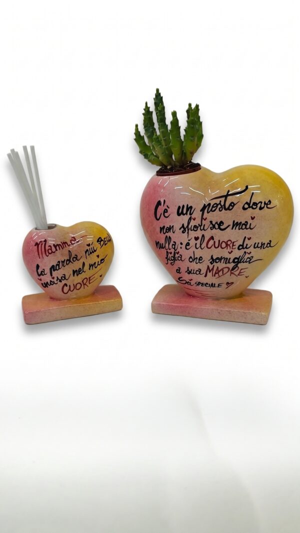Set Regalo Mamma Cuore Ceramica Profumatore e Vasetto