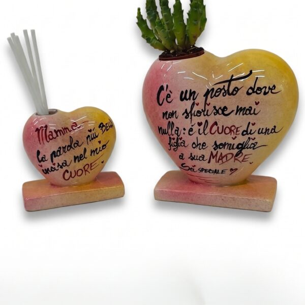 Set Regalo Mamma Cuore Ceramica Profumatore e Vasetto