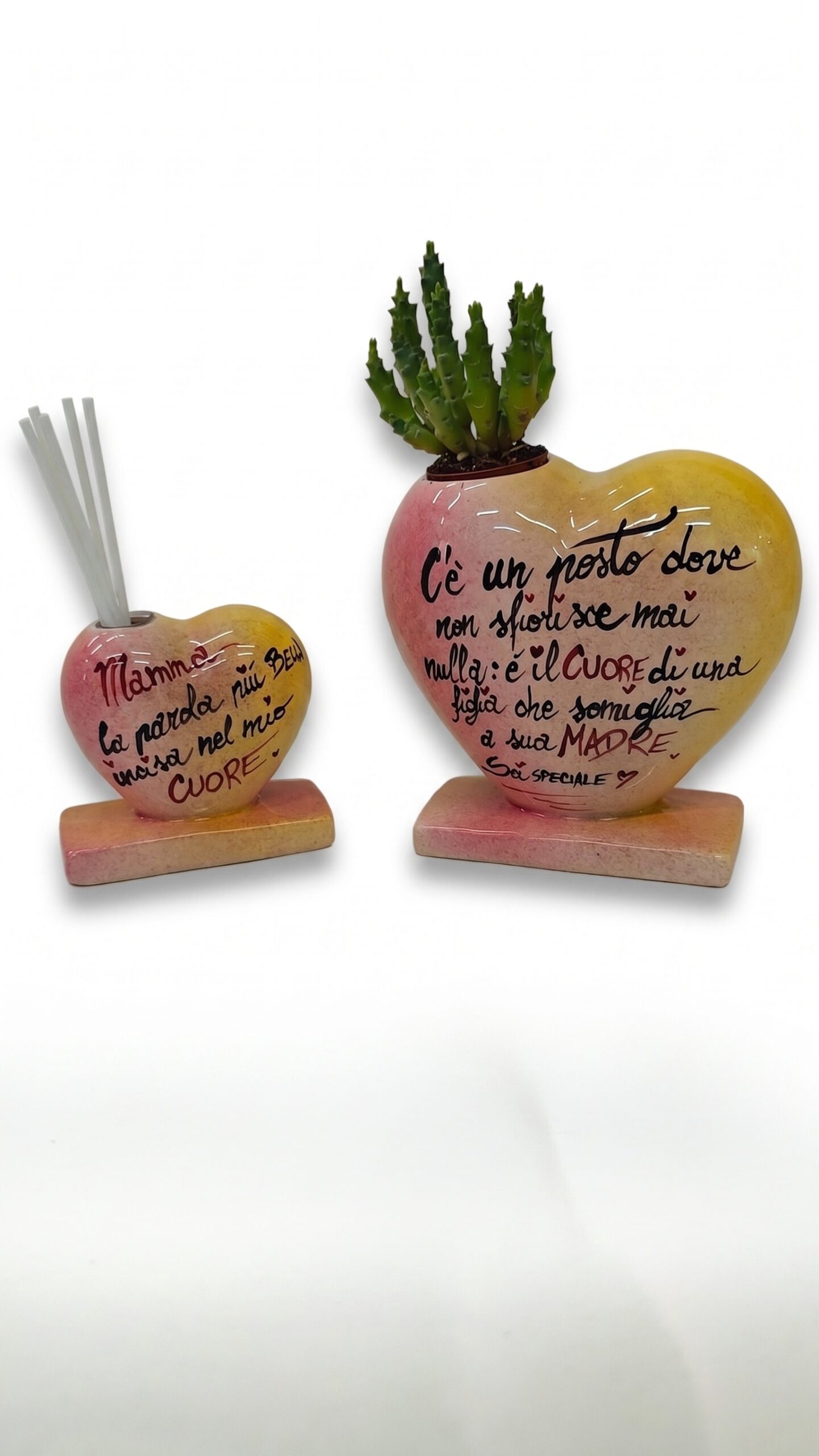 Set Regalo Mamma Cuore Ceramica Profumatore e Vasetto