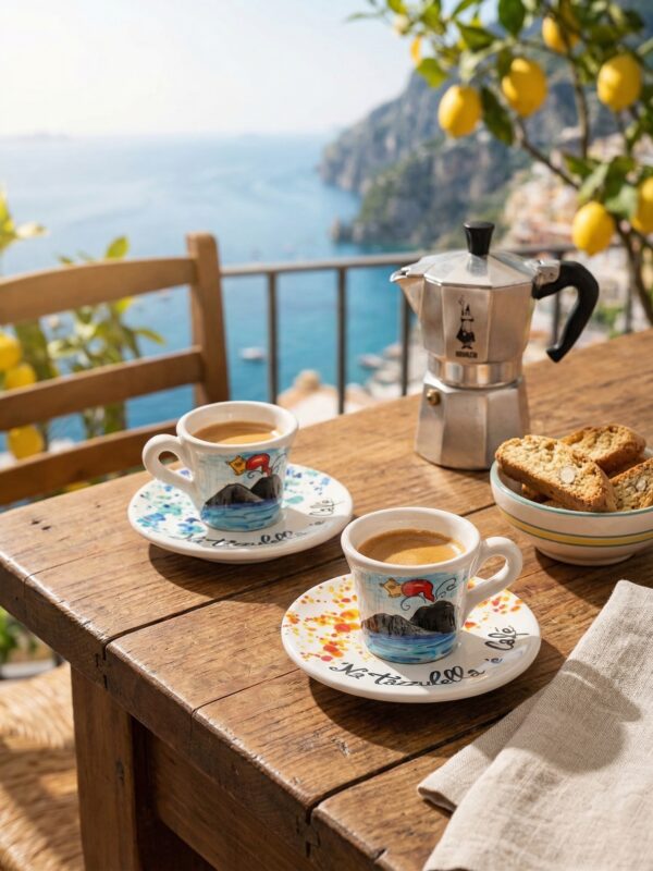 Set Tazzine Caffè Vesuvio e Corno Portafortuna