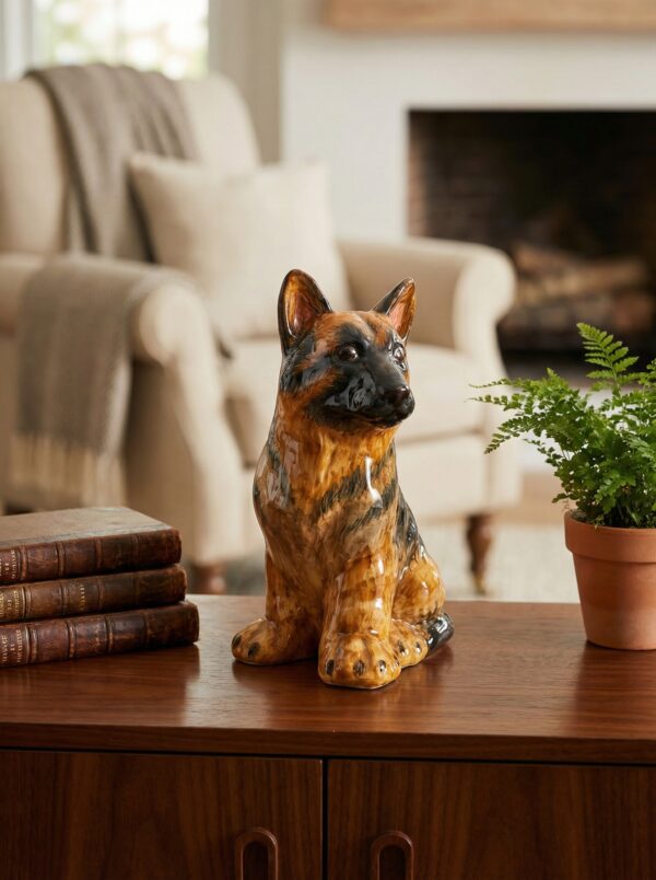Statua Cane Pastore Tedesco in Ceramica Decorativa