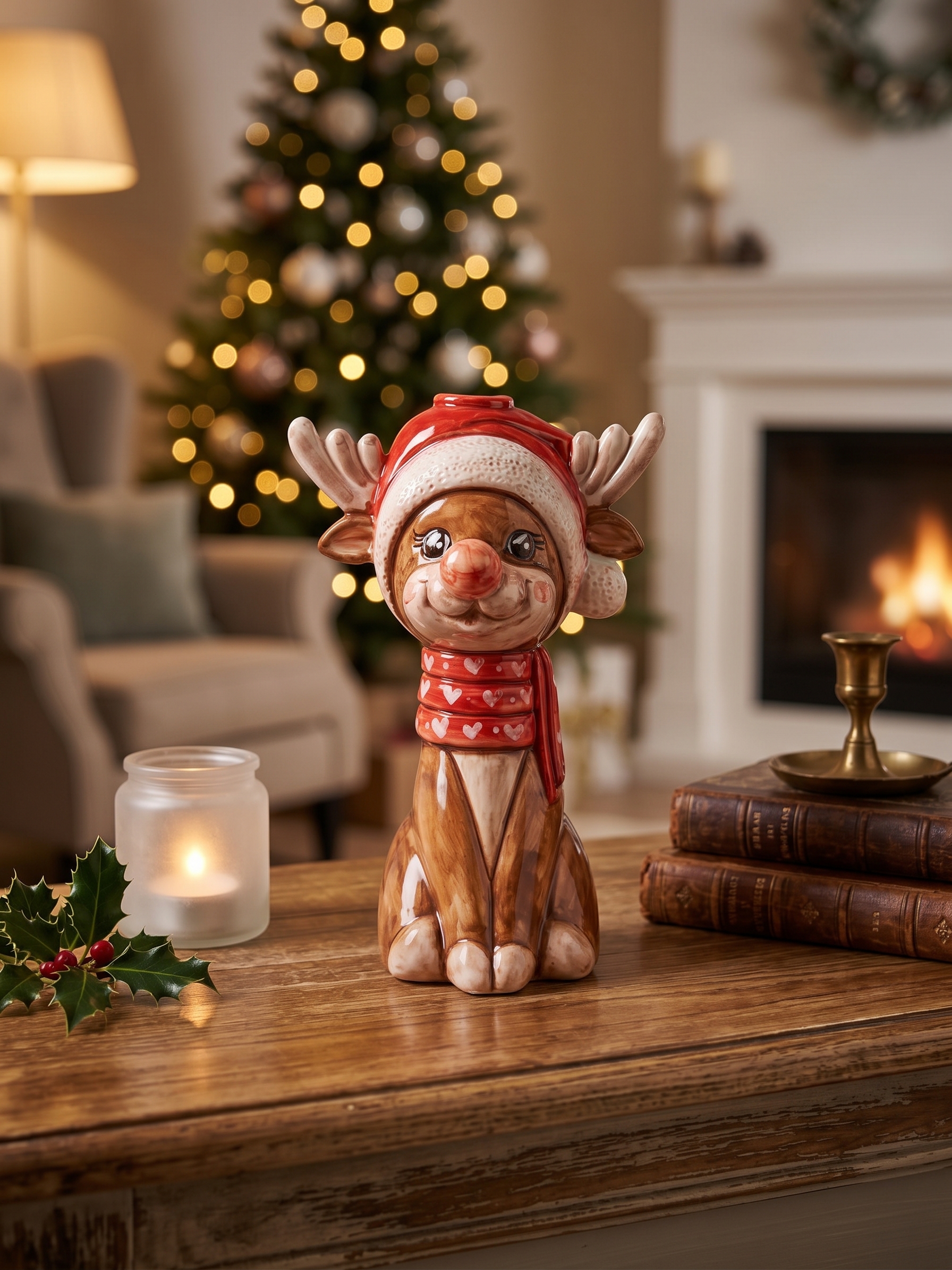 Statuetta in ceramica renna di Natale Statuetta in ceramica renna di Natale