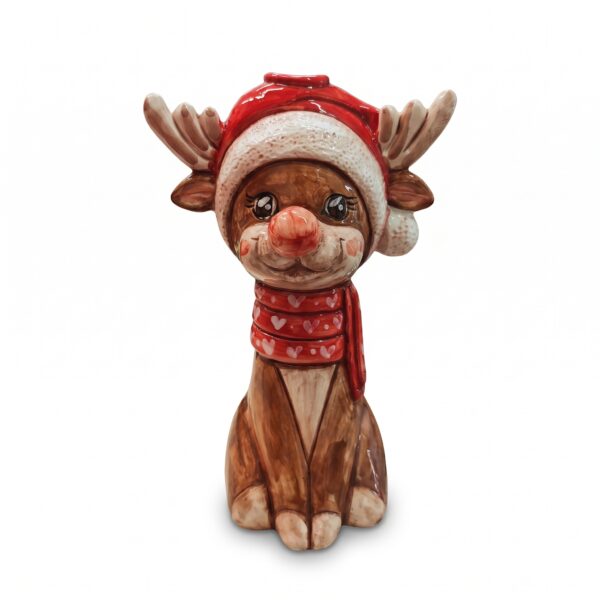 Statuetta in ceramica renna di Natale