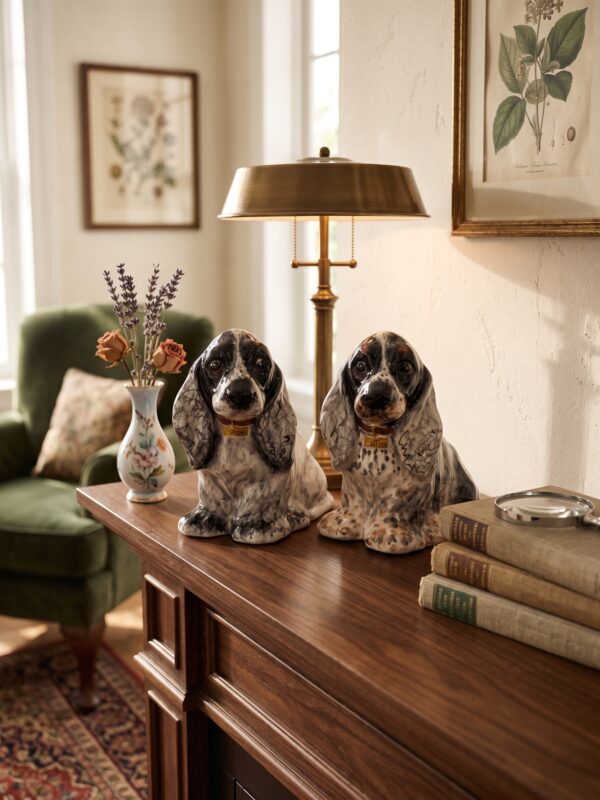 Statuette Cani Cocker in Ceramica Pippino e Plutino