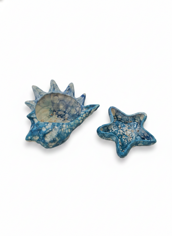 Svuotatasche in ceramica marina conchiglia e stella blu
